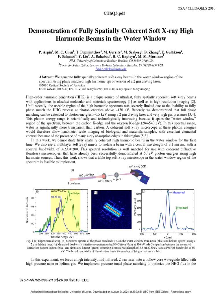 Demonstration of Fully Spatially Coherent Soft X-Ray High Harmonic ...