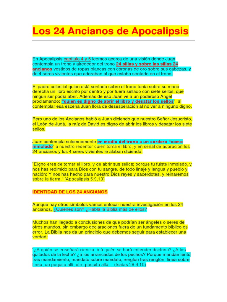 Los 24 Ancianos de Apocalipsis Y LOS PIONEROS PDF La resurrección