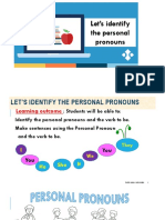Identify personal pronouns and verb to be