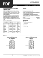 CA3081, CA3082: General Purpose High Current NPN Transistor Arrays Features