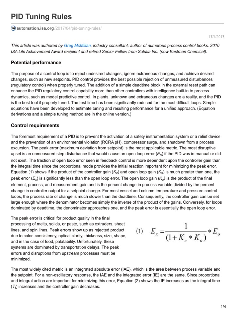 PID Tuning Rules | PDF | Control Theory | Computer Engineering