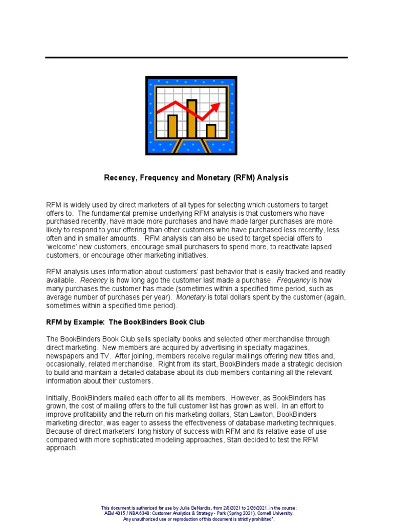 Recency, Frequency and (RFM) Analysis RFM by Example The