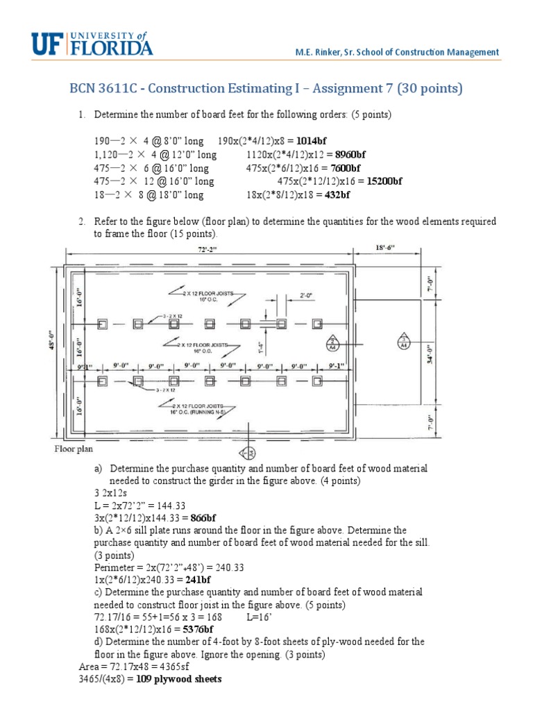 Construction Estimating: Board Feet Calculation | PDF