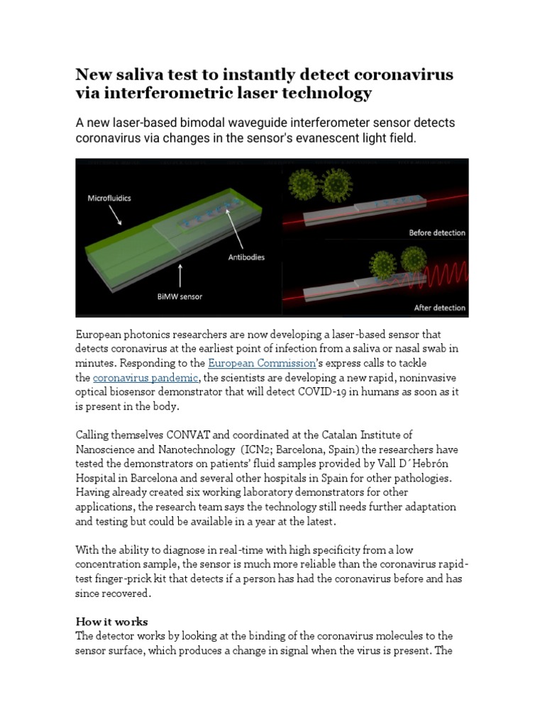 New Saliva Test To Instantly Detect Coronavirus Via Interferometric ...