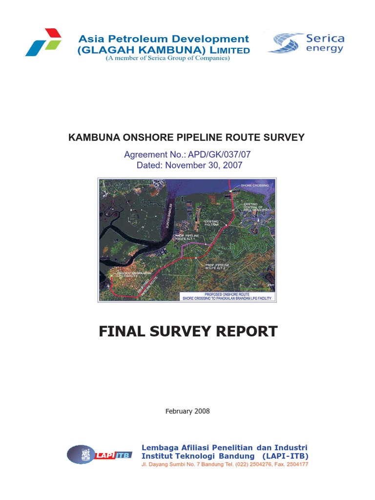 Kambuna Pipeline Route Survey Report | PDF | Surveying | Geophysical ...
