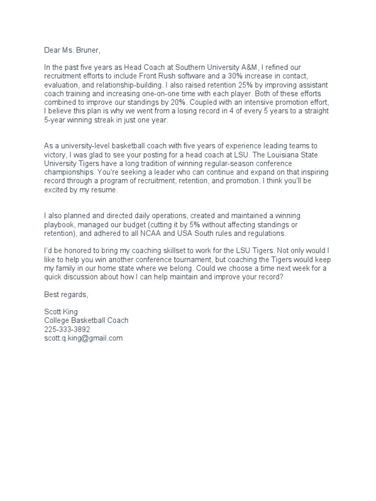 LSU Head Coach Application by Scott King | PDF | Business