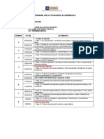 Formato y Modelo de Cronograma de Actividades Académicas GQT