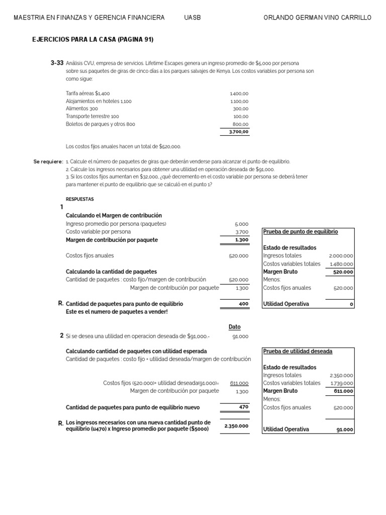 Análisis CVU y Utilidad Operativa | PDF | Margen bruto | Estado de ...