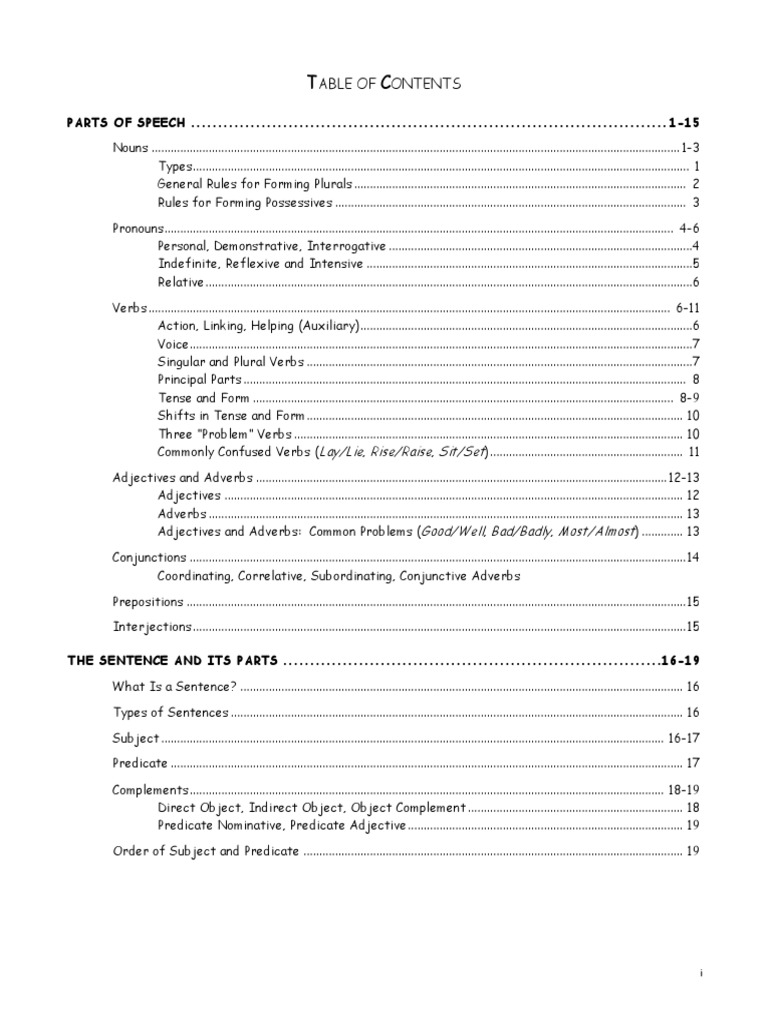 Able of Ontents: Lay/Lie Rise/Raise Sit/Set | PDF | Verb | Adverb