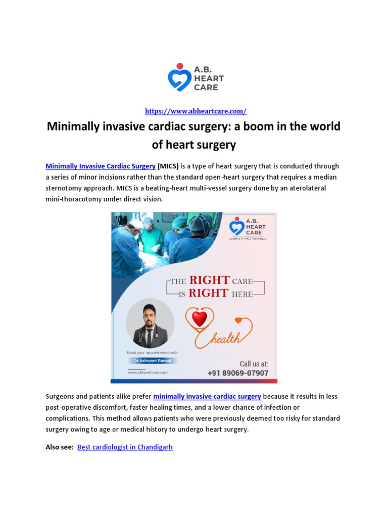 Benefits of Minimally Invasive Cardiac Surgery | PDF | Cardiac Surgery ...