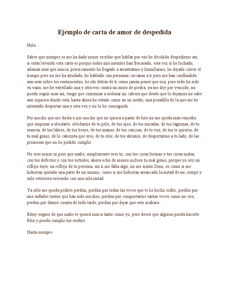 Carta De Despedida Ejemplos Y Formatos Word Pdf