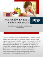 Nutrición y Padecimientos Especiales en Etapa Escolar y Preadolescentes