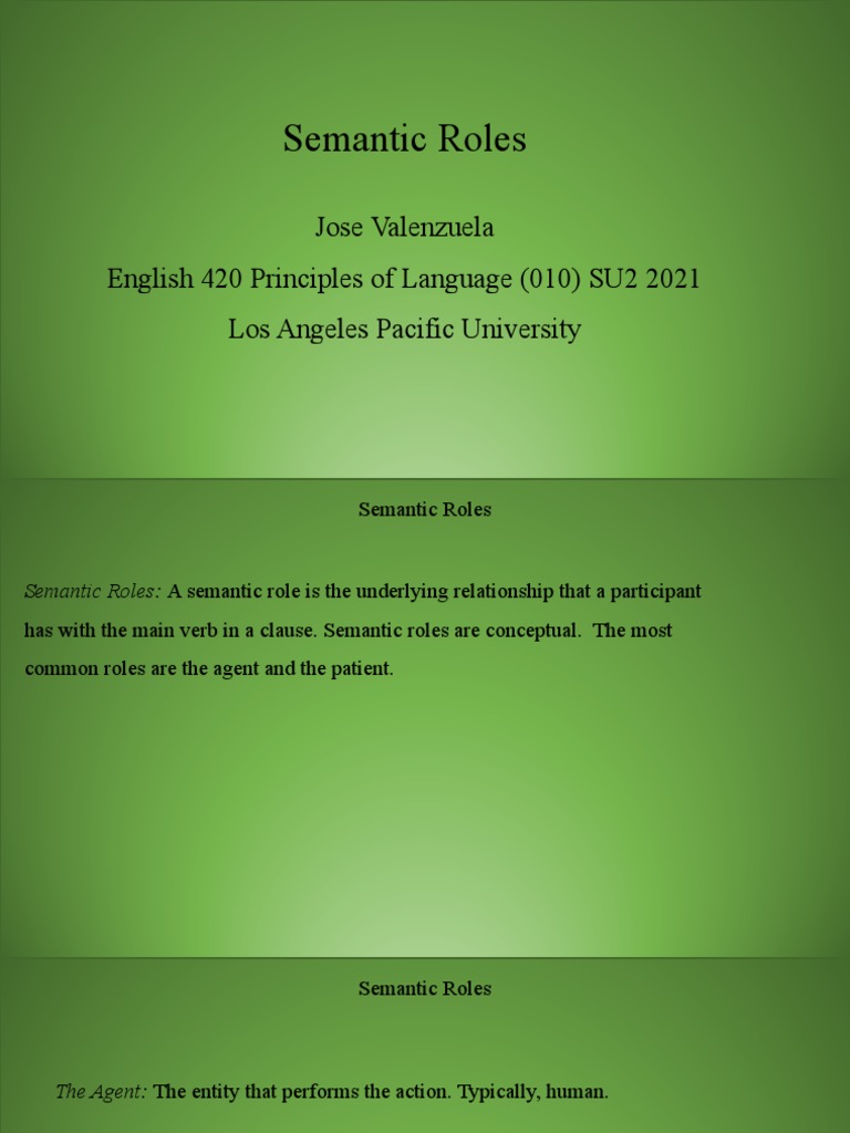 Understanding Semantic Roles in Linguistics | PDF