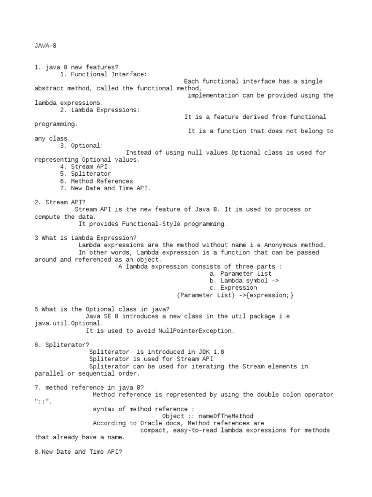 JAVA-8 Interview Ques | PDF | Anonymous Function | Java (Programming ...