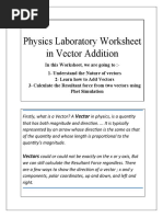 Physics Laboratory Worksheet in Vector Addition