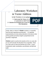 Physics Laboratory Worksheet in Vector Addition
