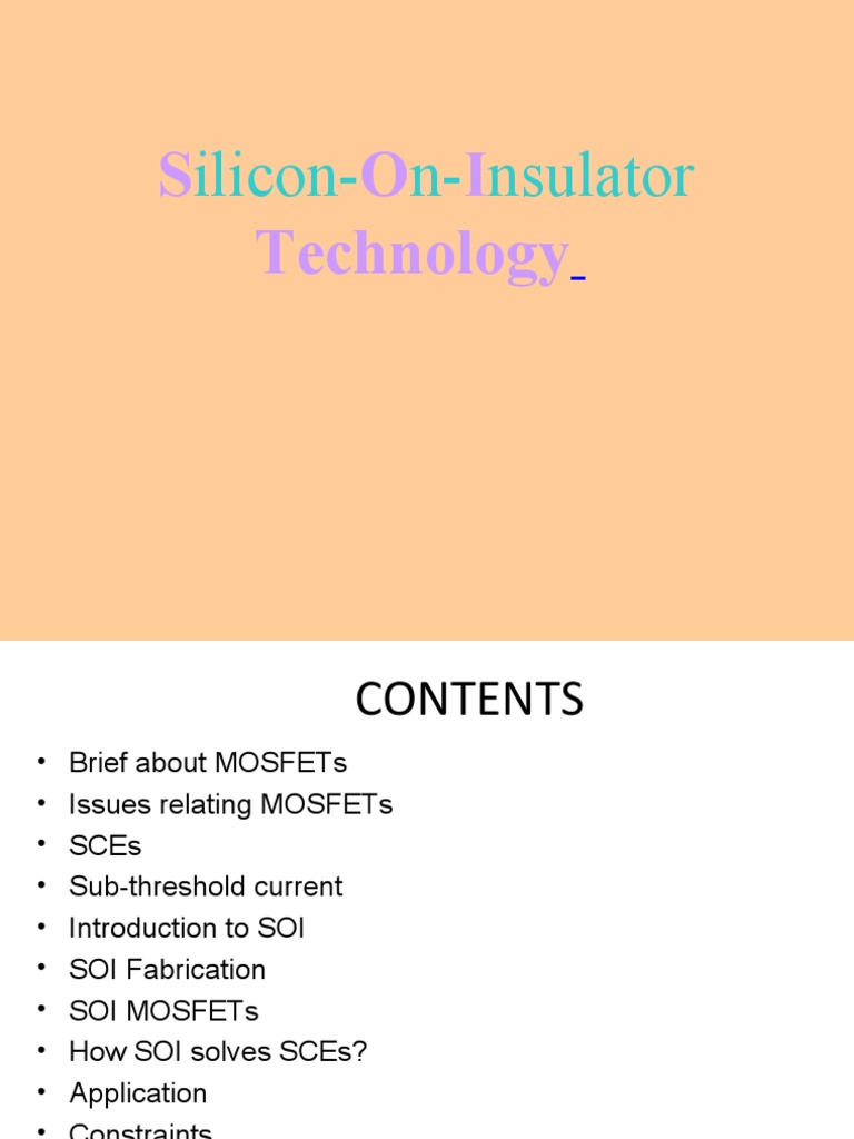 Silicon On Insulator Technology | PDF | Mosfet | Field Effect Transistor