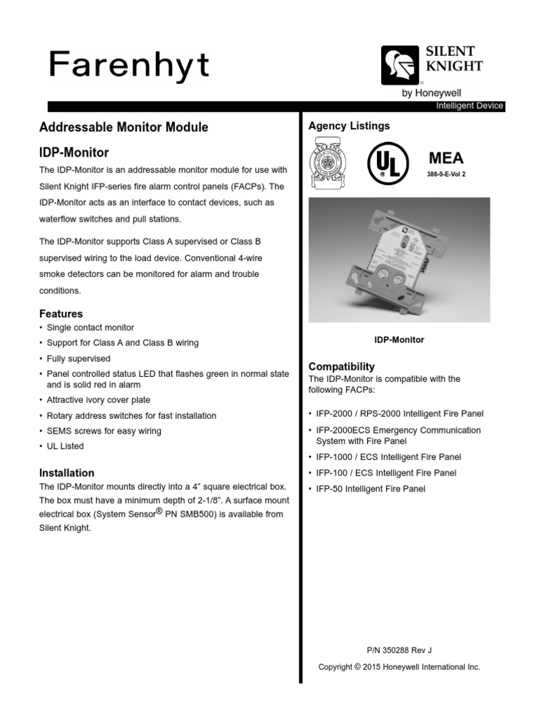 Farenheyt Addressable Monitor Module | PDF | Electrical Wiring | Switch