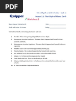 Earth Science SHS 2.1 Worksheet 1