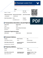 Passenger Locator Form: Personal Information