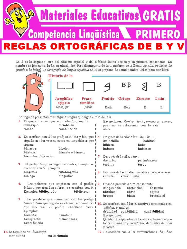 Reglas de Uso de B y V en Español | PDF | Alfabeto | Lingüística