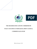 The Higher Education Commission: Policy On Office of Research, Innovation & Commercialization