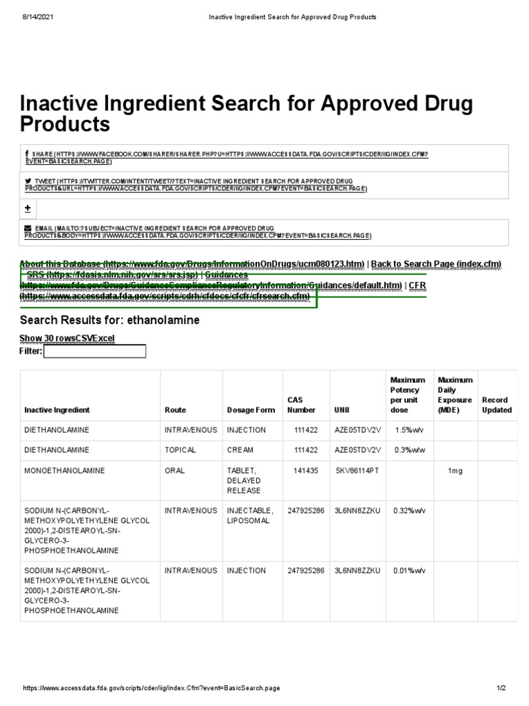 Inactive Ingredient Database Search | PDF | Topical Medication | Health ...
