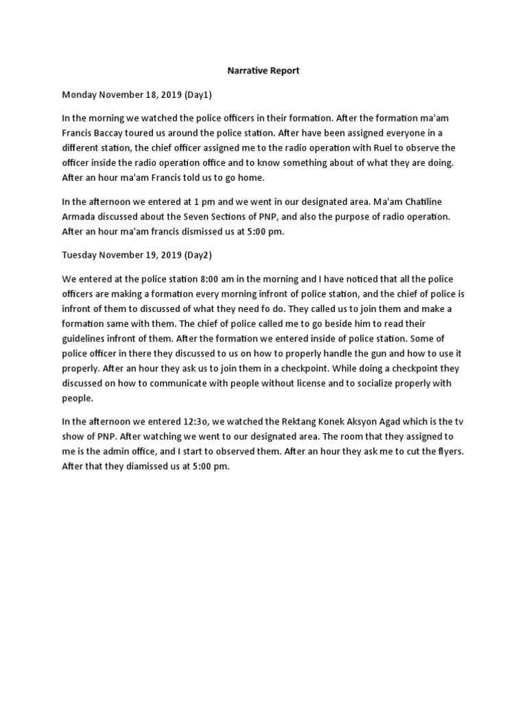 Police Station Narrative Report | PDF