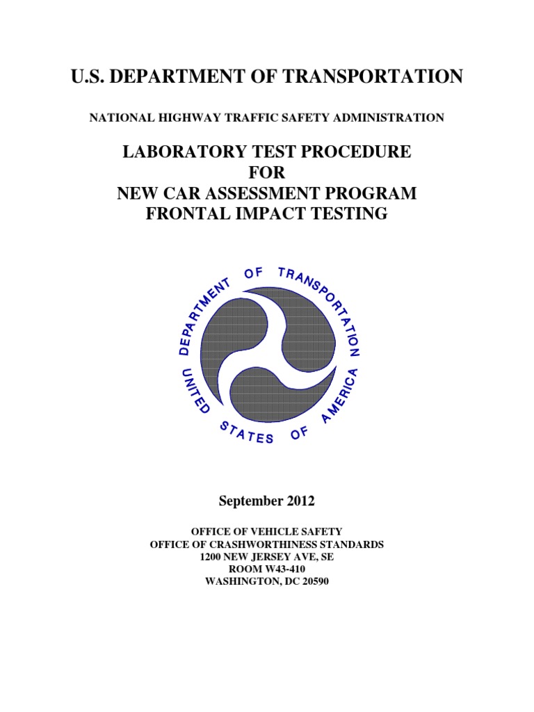 NCAP Frontal Impact Testing Procedure | PDF | Calibration | National ...