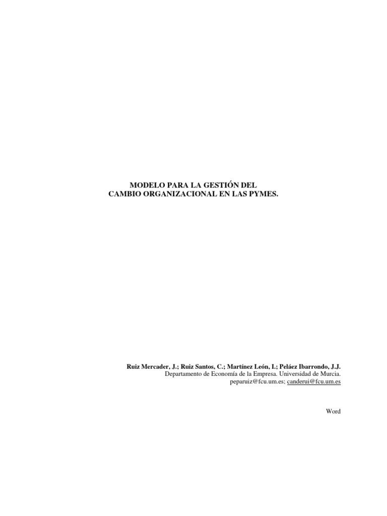 Modelo para La Gestion Del Cambio | PDF | Planificación | Pequeñas y ...