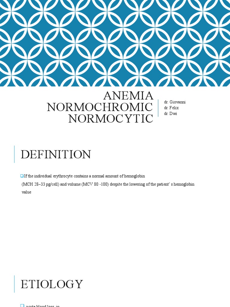 Anemia Normochromic Normocytic PDF