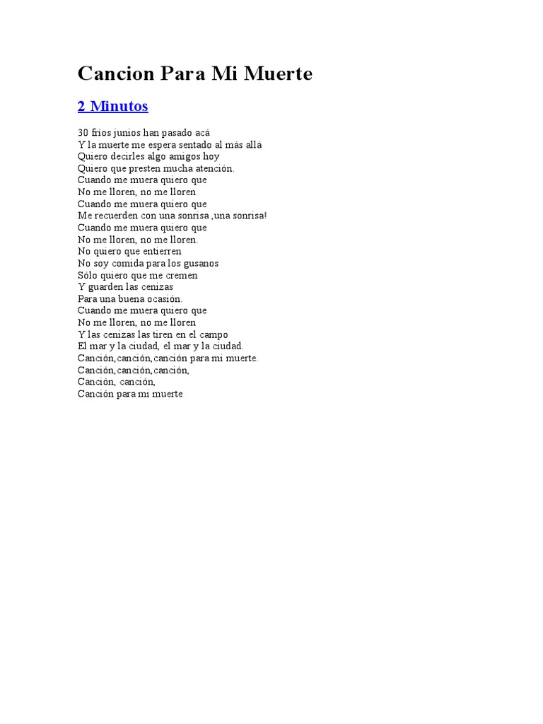 Cancion para Mi Muerte PDF