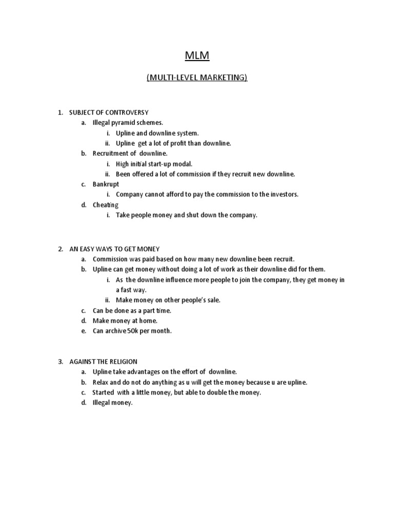 Multi-Level Marketing | PDF