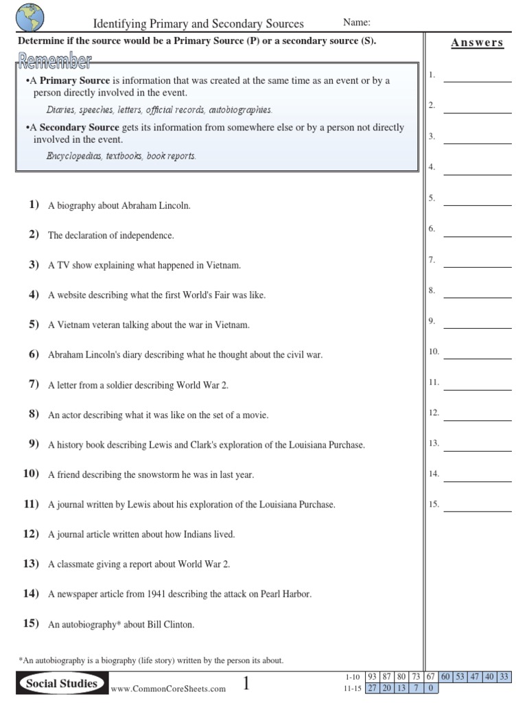 Identifying Primary and Secondary Sources: Answers | PDF | Primary Sources