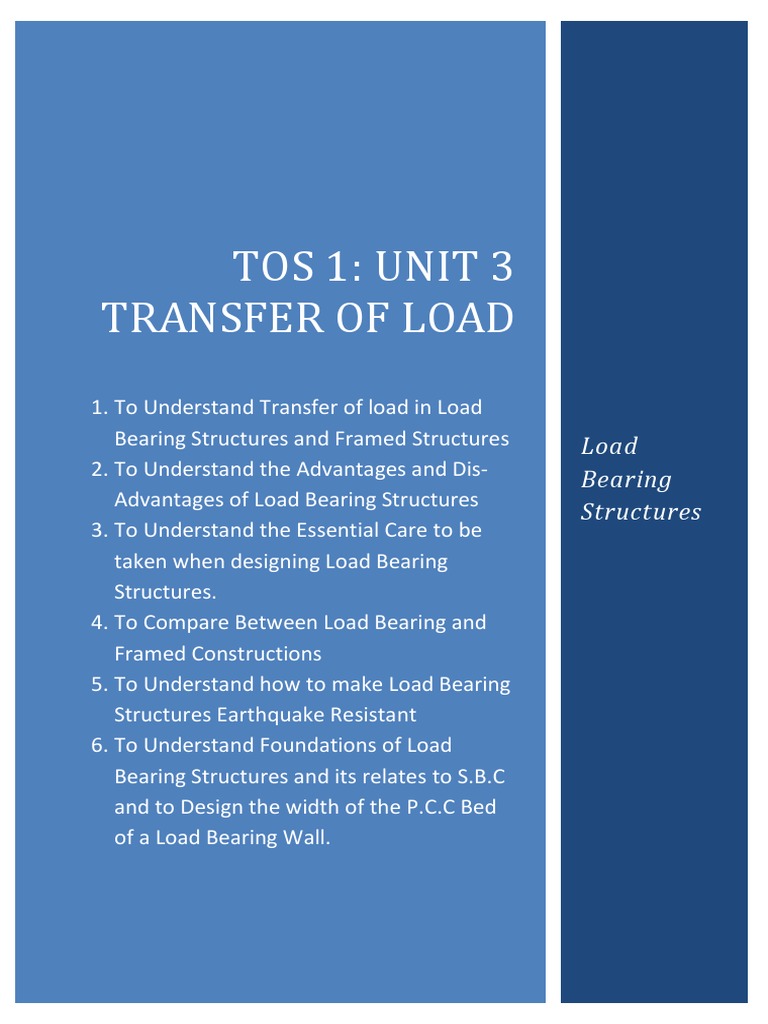 TOS 1 Unit 3 Transfer of Load | PDF | Masonry | Wall