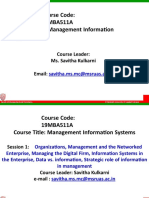Course Code: 19MBA511A Course Title: Management Information Systems