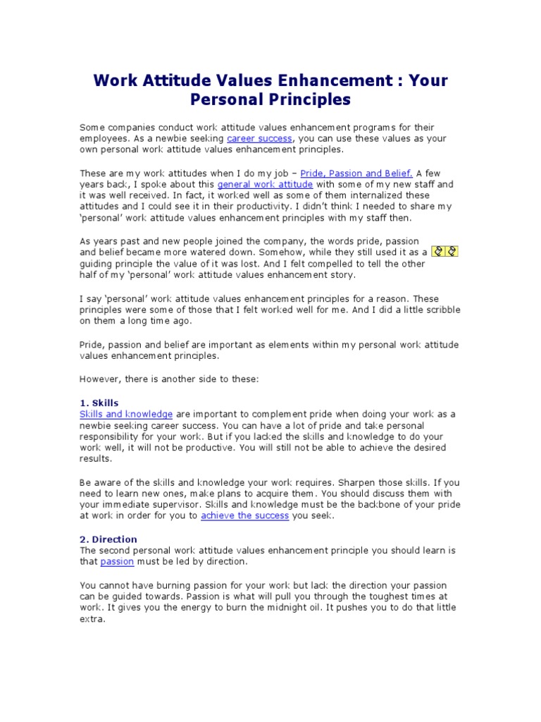 Work Attitude Values Enhancement | PDF | Knowledge | Applied Psychology