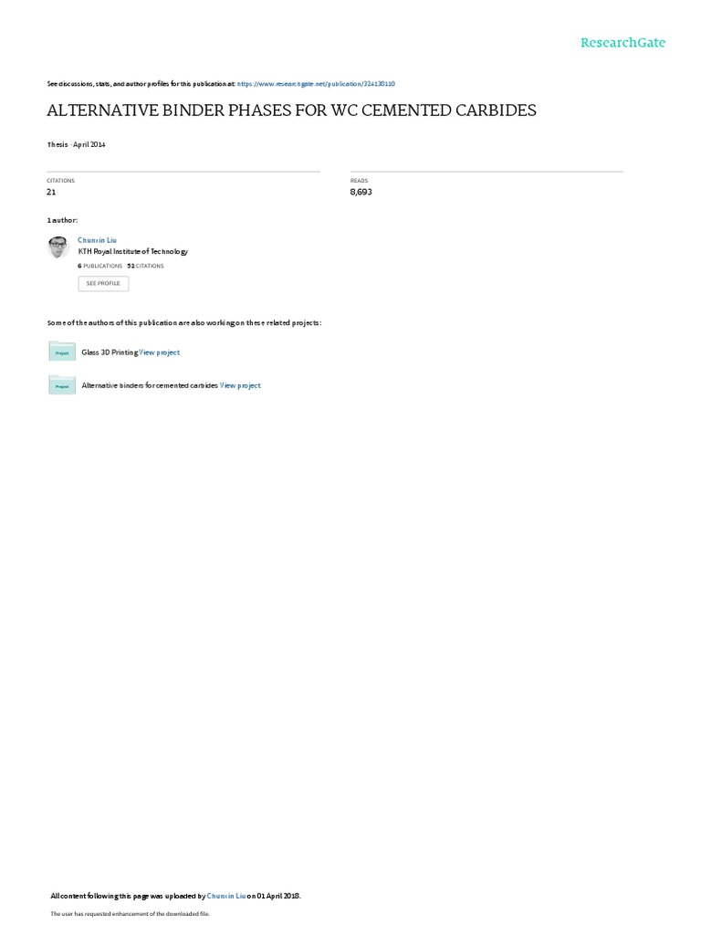 Alternative Binder Phases For WC Cemented Carbides April 2014 PDF