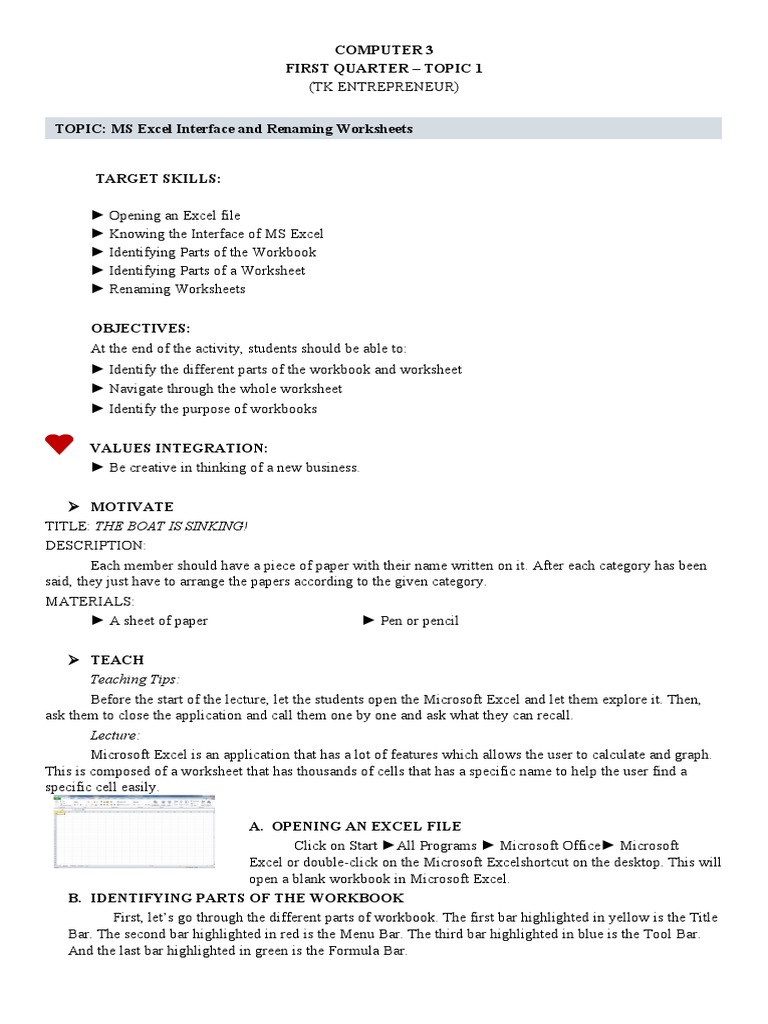 Introduction To Microsoft Excel | PDF | Microsoft Excel | Worksheet