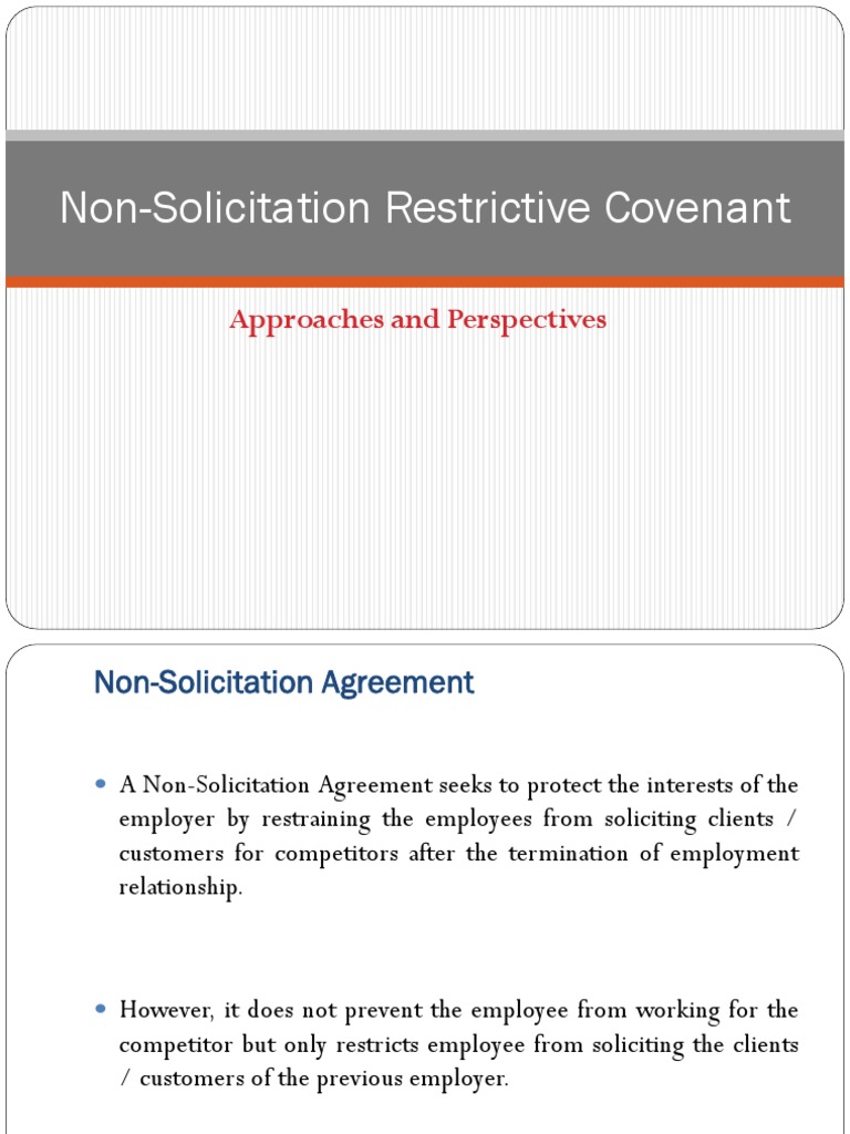 Approaches To NonSolicitation Restrictive Covenant PDF Employment