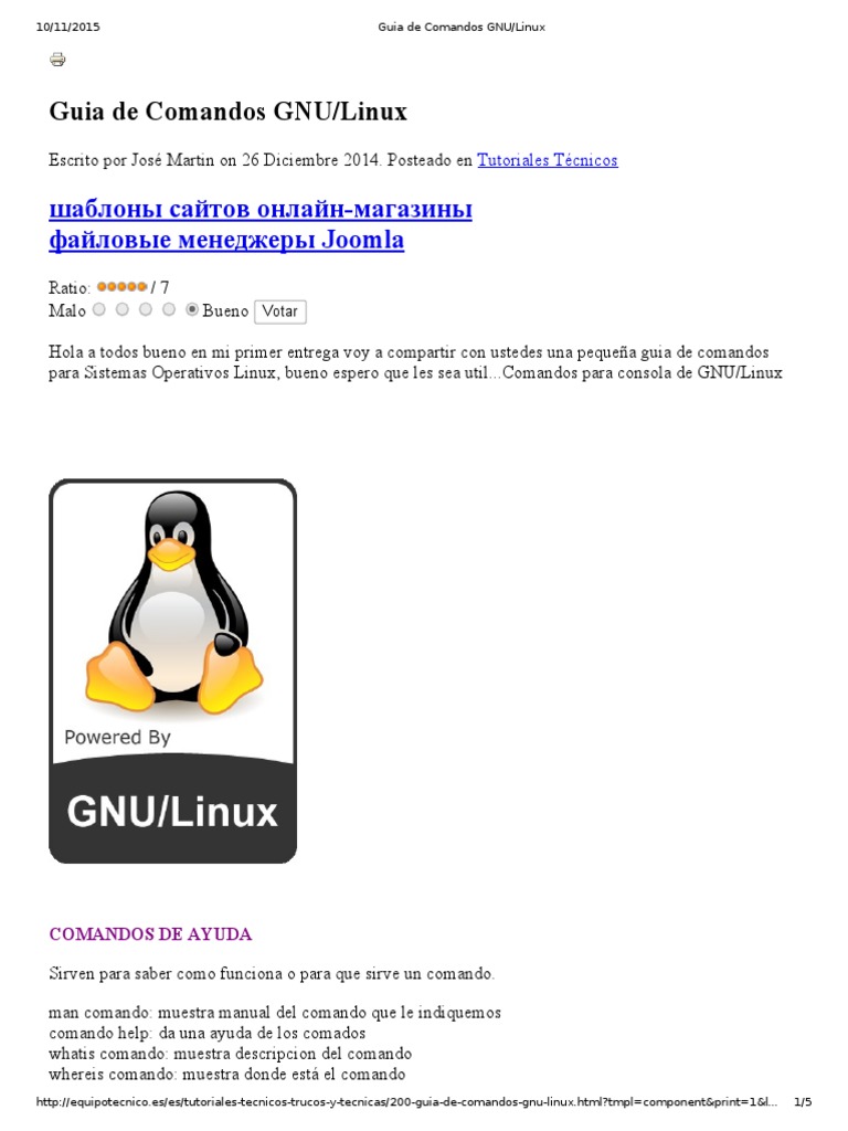Comandos Esenciales de GNU/Linux | PDF | Archivo de computadora ...