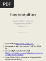 Steps To Install Java: Subject: Object Oriented Programming in Java Semester-1