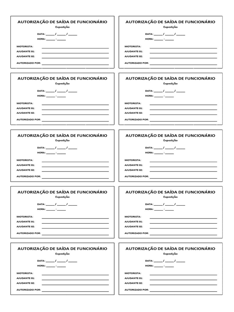 Autorização de Saída de Funcionário | PDF | Negócios | Finanças e ...