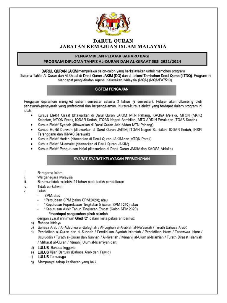 Iklan Pengambilan Pelajar Baharu Program Diploma 2021 Selepas Mesy Bil 1 Pdf