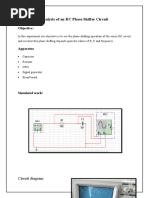 Analysis of An RC Phase Shifter Circuit:: Objective