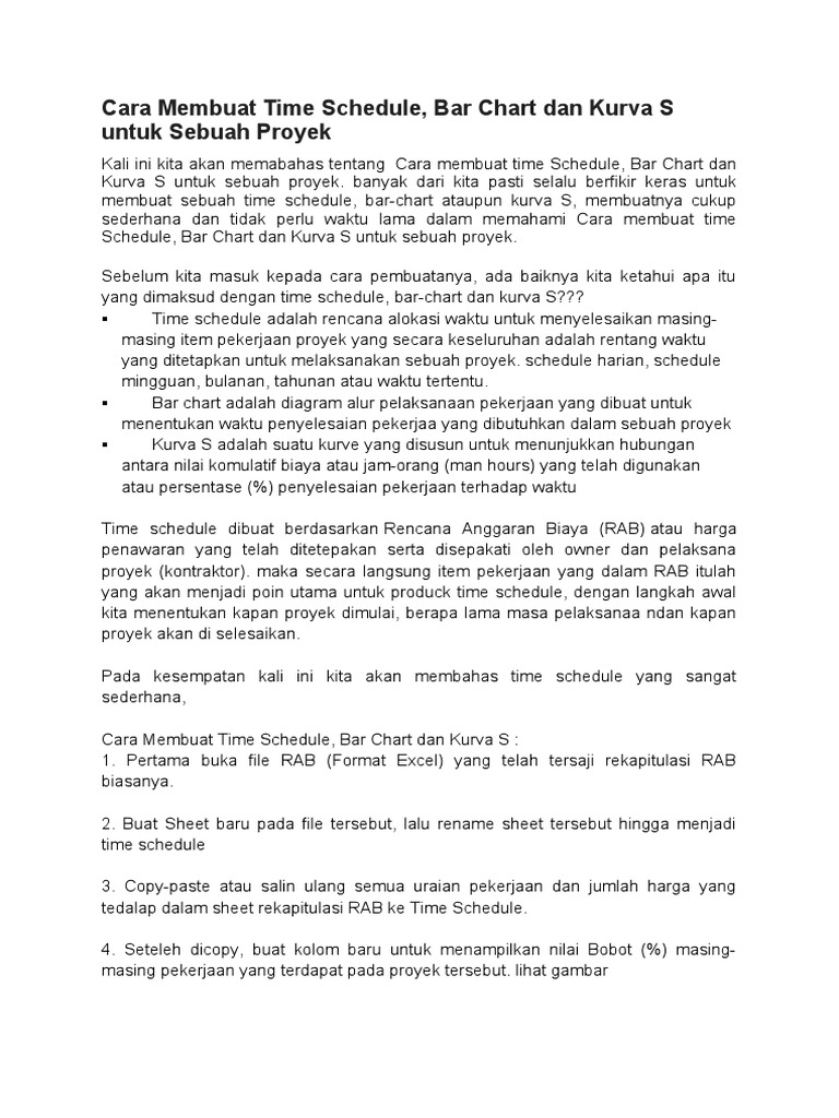 Cara Membuat Time Schedule dan Kurva S | PDF | Pengelolaan Keuangan & Uang