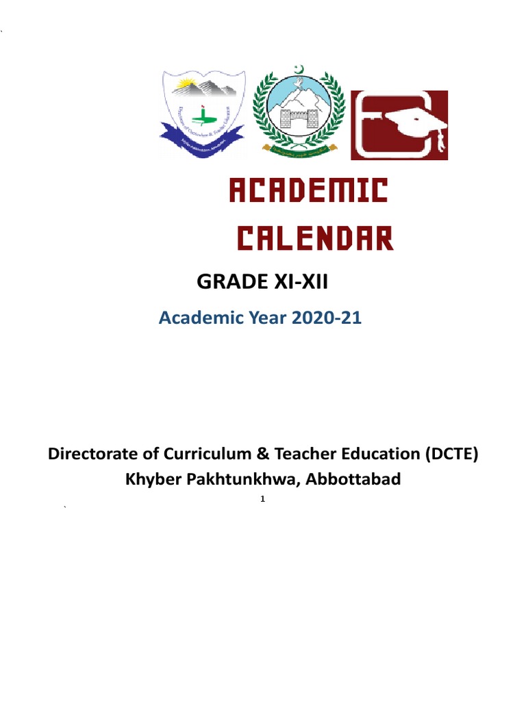 Accelerated Academic Calendar Grades XIXII 202021 PDF Momentum
