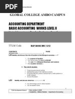 Accounting Department Basic Accounting Works Level Ii: Global College Ambo Campus