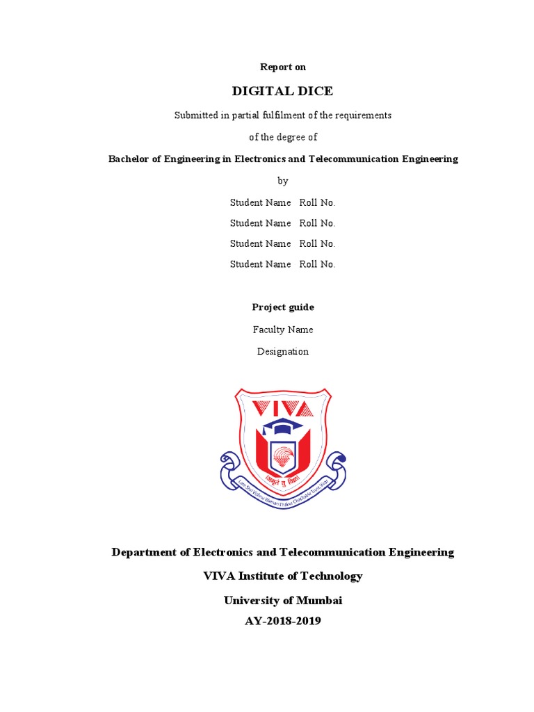 Digital Dice Project Report | PDF | Electronic Engineering | Computer ...