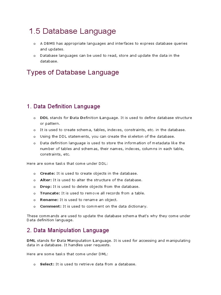 1 Database Language DDL, DCL, TCL | PDF | Databases | Information ...
